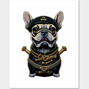 Cartoonish French Bulldog Pirate Posters and Art